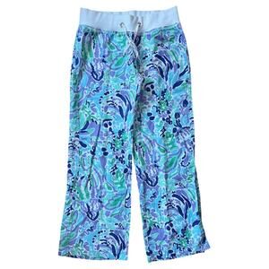 NEW Lilly Pulitzer Linen Beach Pant Lilly's Lilac Nice Ink Pull On Women's Large